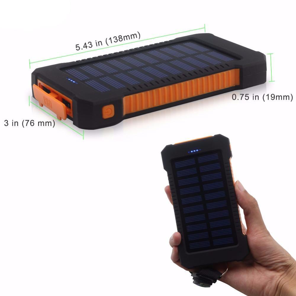 10,000mAh, Dual USB Solar Power Bank